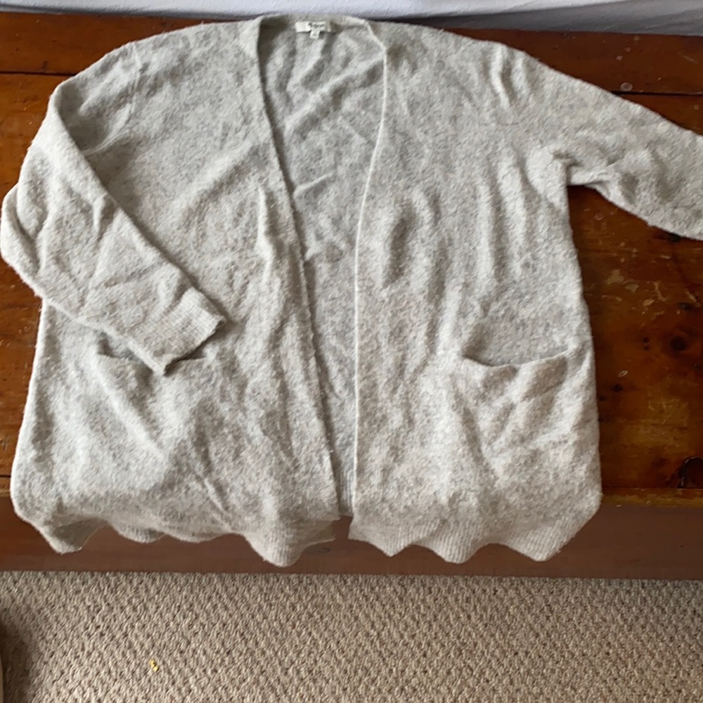 Madewell light gray wool blend open longline cardigan. Medium
